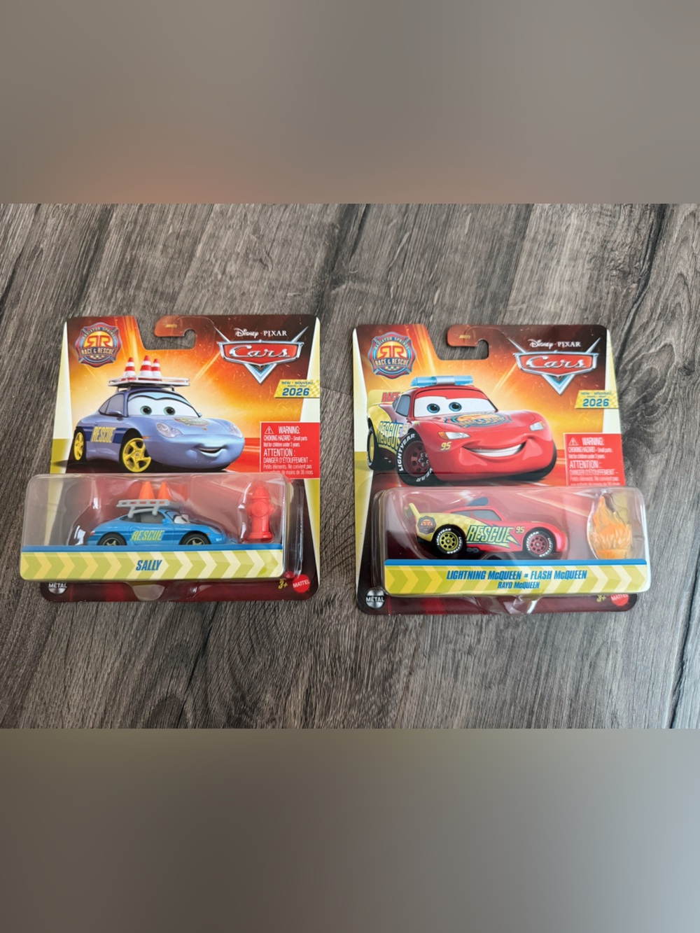 Disney Pixar Cars Race & Rescue Lot of 2 Lightning McQueen & Sally Diecast Cars